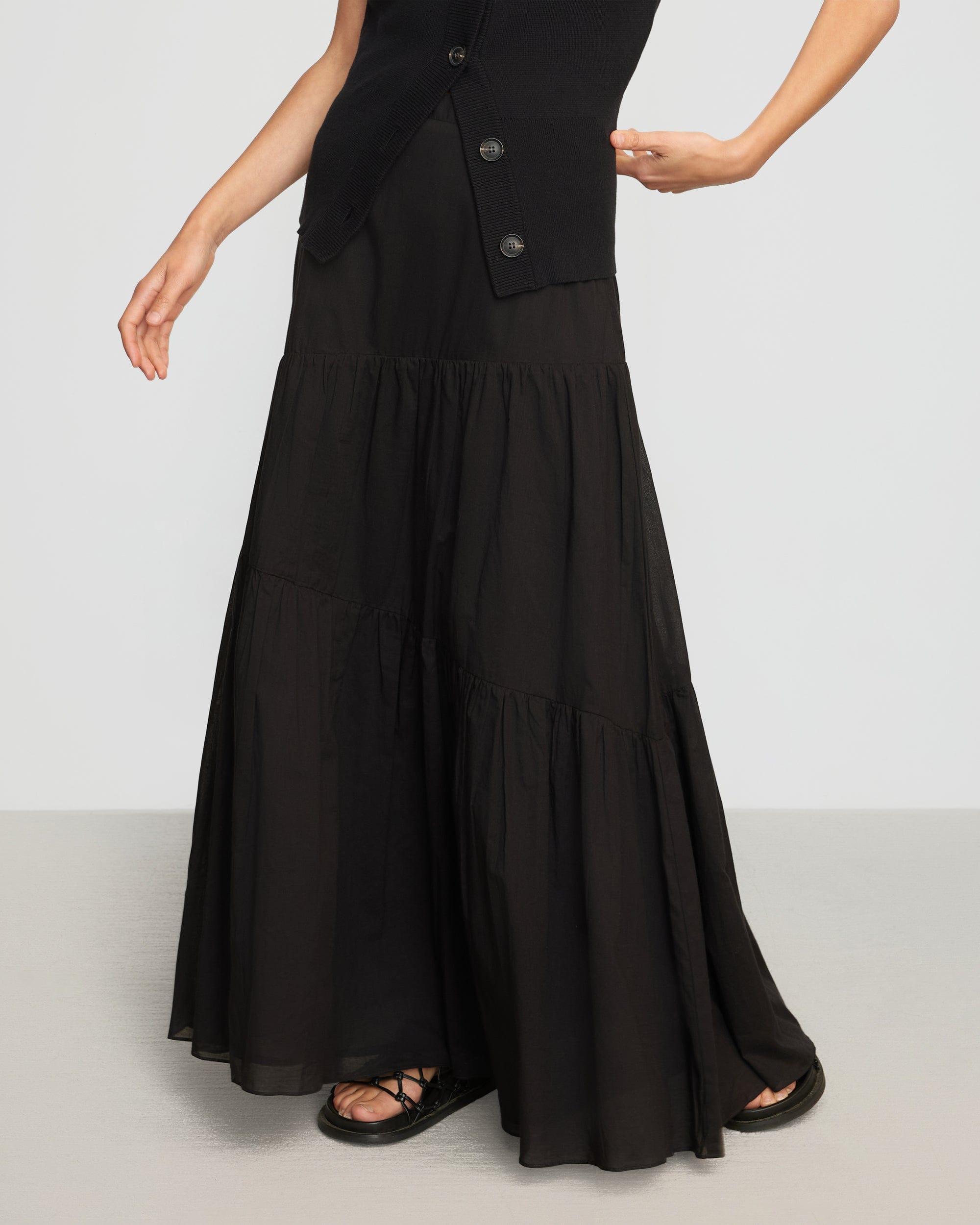 Runa Tiered Cotton Maxi Skirt Product Image