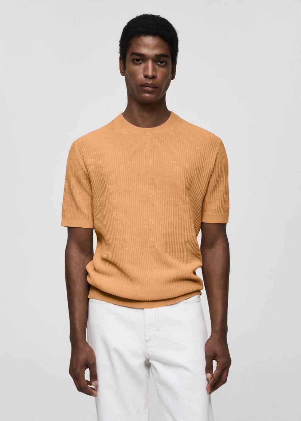 Ribbed  knit t-shirt - Men | MANGO USA Product Image