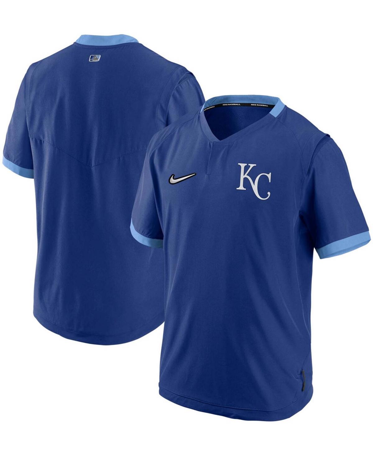 NIKE Men's  Royal And Light Blue Kansas City Royals Authentic Collection Short Sleeve Hot Pullover Ja In Royal,light Blue Product Image