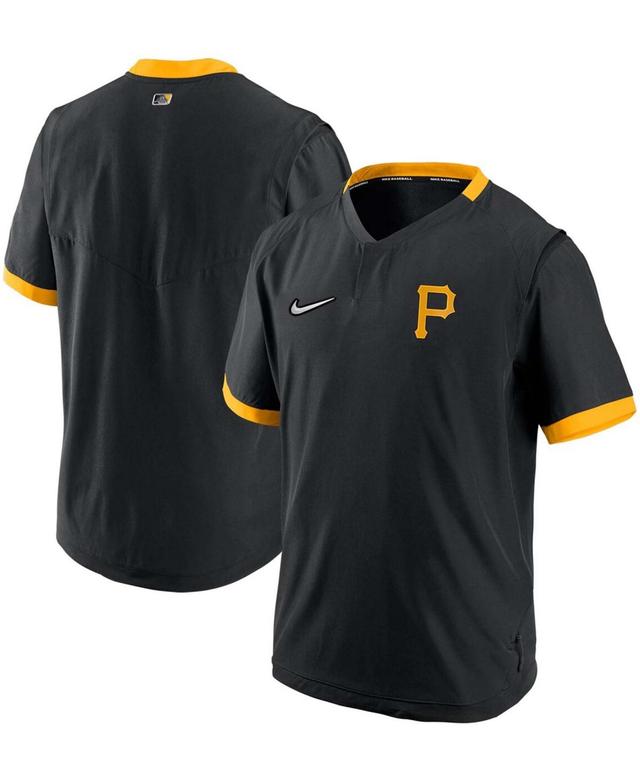 Mens Black, Gold-Tone Pittsburgh Pirates Authentic Collection Short Sleeve Hot Pullover Jacket Product Image