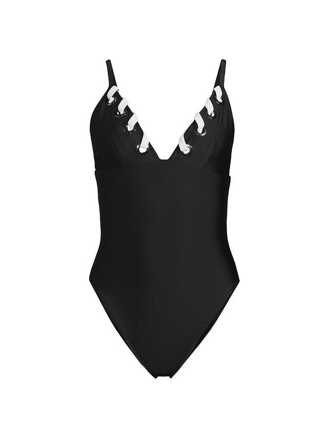 Womens Zoa Contrast-Trim One-Piece Swimsuit Product Image