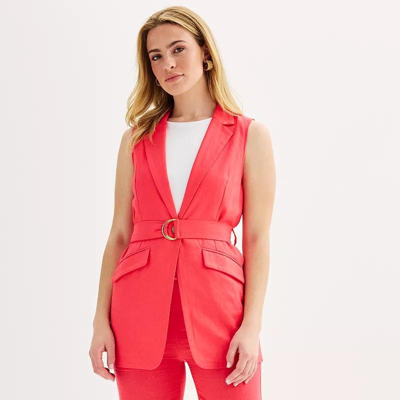 Ellen Tracy Womens Sleeveless Belted Blazer Product Image