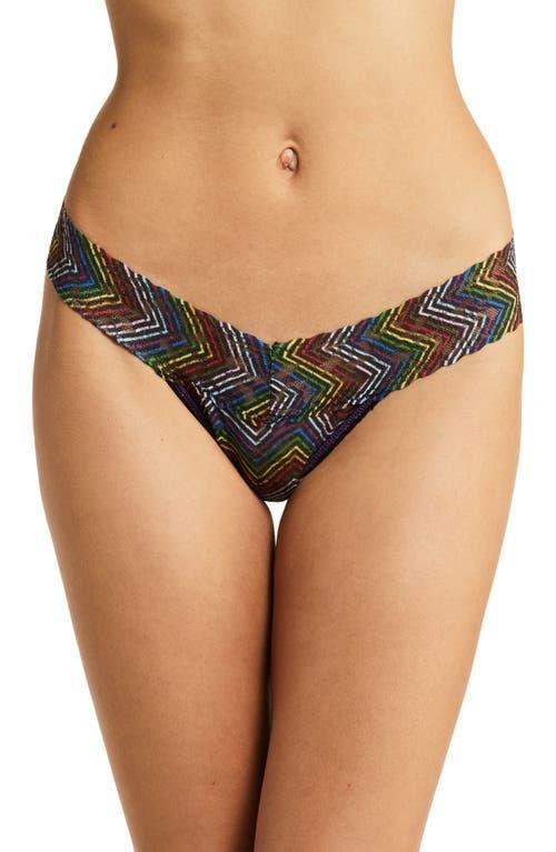 Printed Low-Rise Signature Lace Thong Product Image