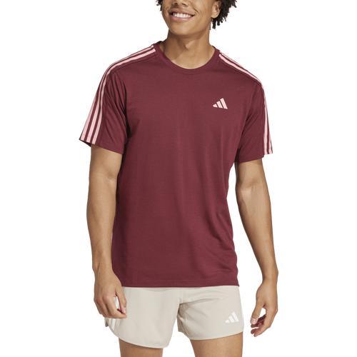 adidas Own the Run 3-Stripes Tee Shadow Red M Mens Product Image