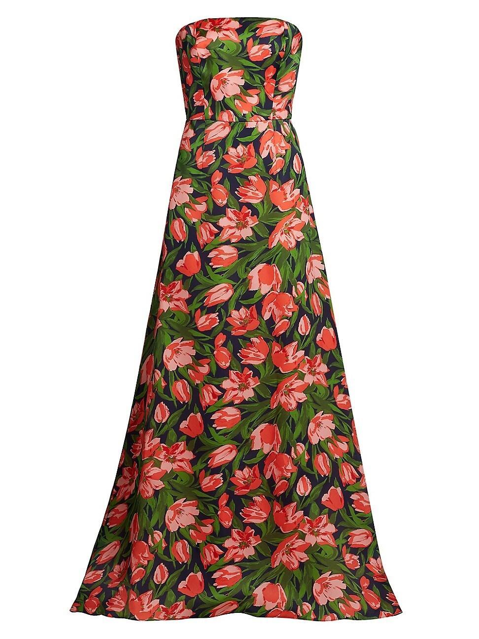 Womens Floral Strapless A-line Gown Product Image