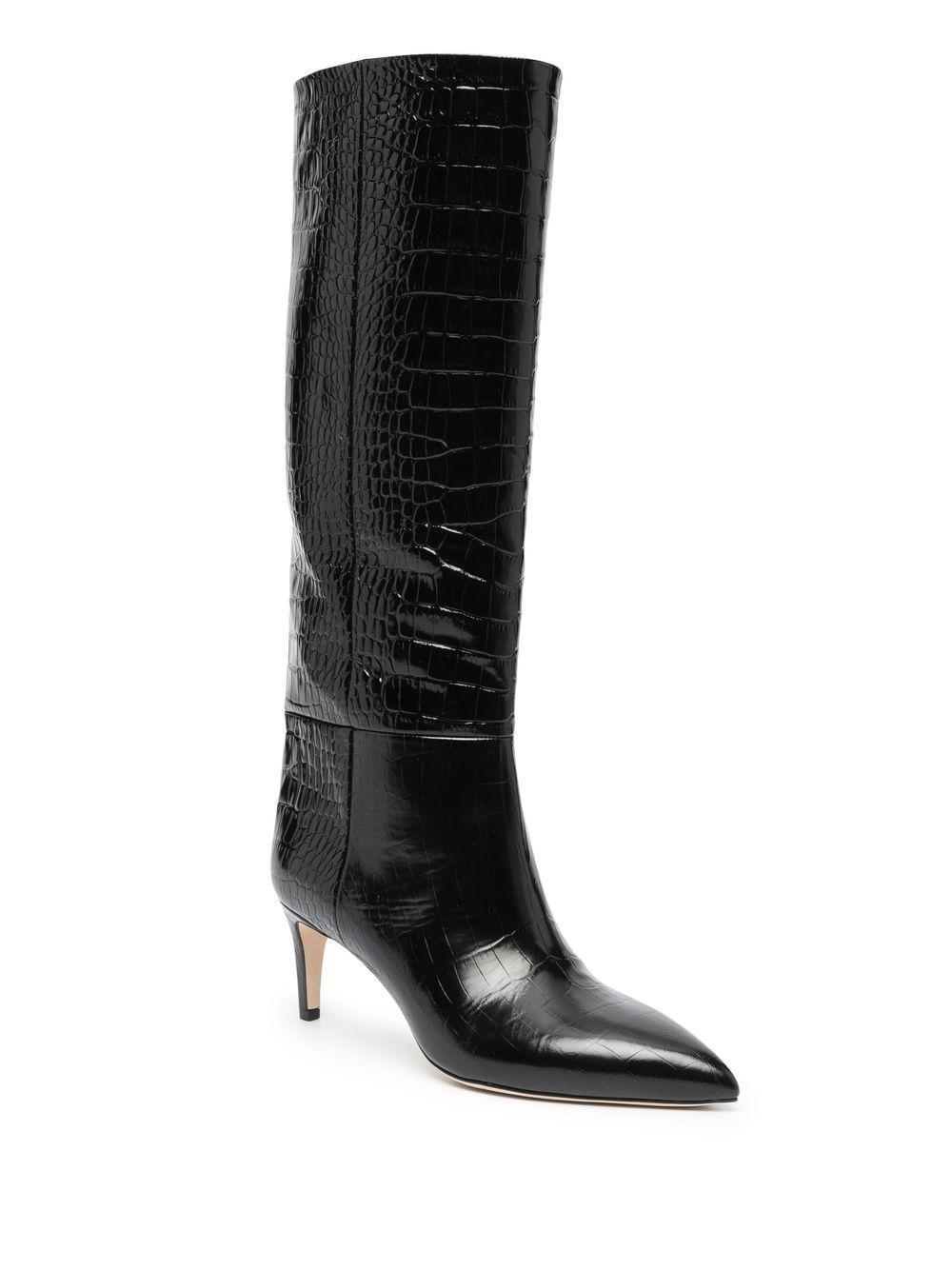 crocodile-embossed leather boots Product Image