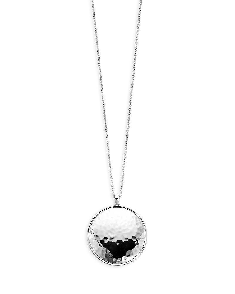 Womens Goddess Sterling Silver Large Hammered Pendant Necklace Product Image