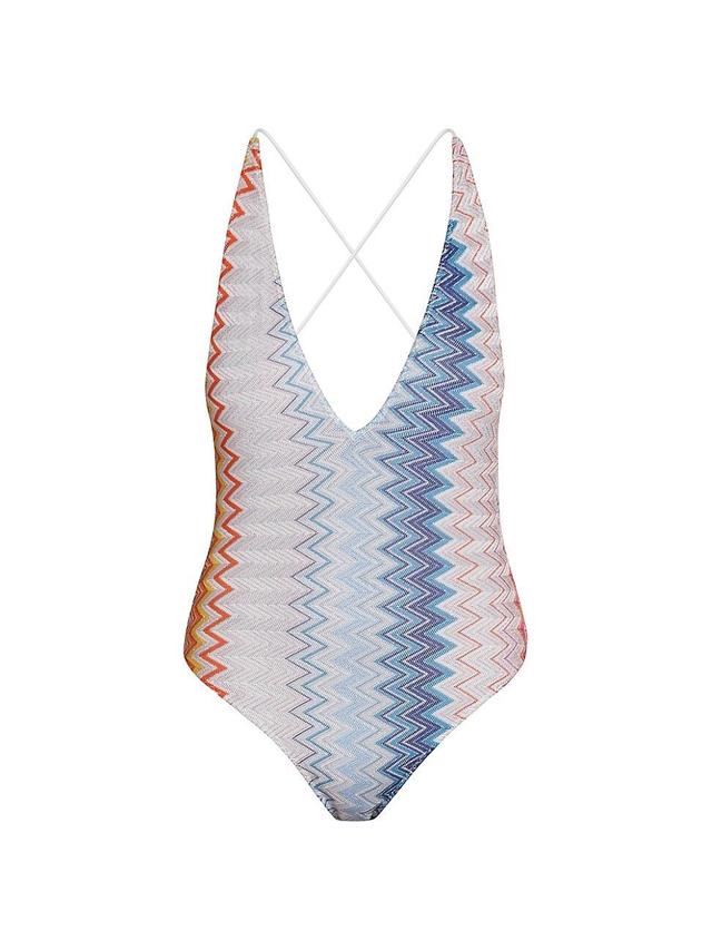 Womens Chevron Strappy One-Piece Swimsuit Product Image