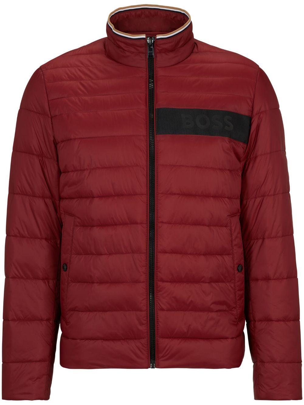 Water-repellent Padded Jacket With 3d Logo Tape In Dark Red Product Image