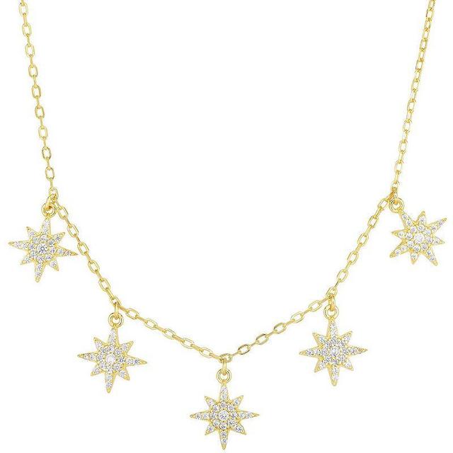 Sunkissed Sterling 14k Gold Over Silver Cubic Zirconia North Star Charm Pendant Necklace, Womens, Yellow Product Image