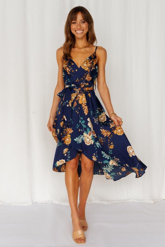 Falling In Style Midi Dress Navy Product Image