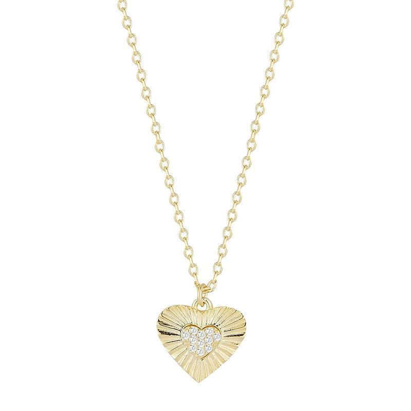 Sunkissed Sterling Cubic Zirconia Heart Pendant Necklace, Womens, Gold Tone Product Image