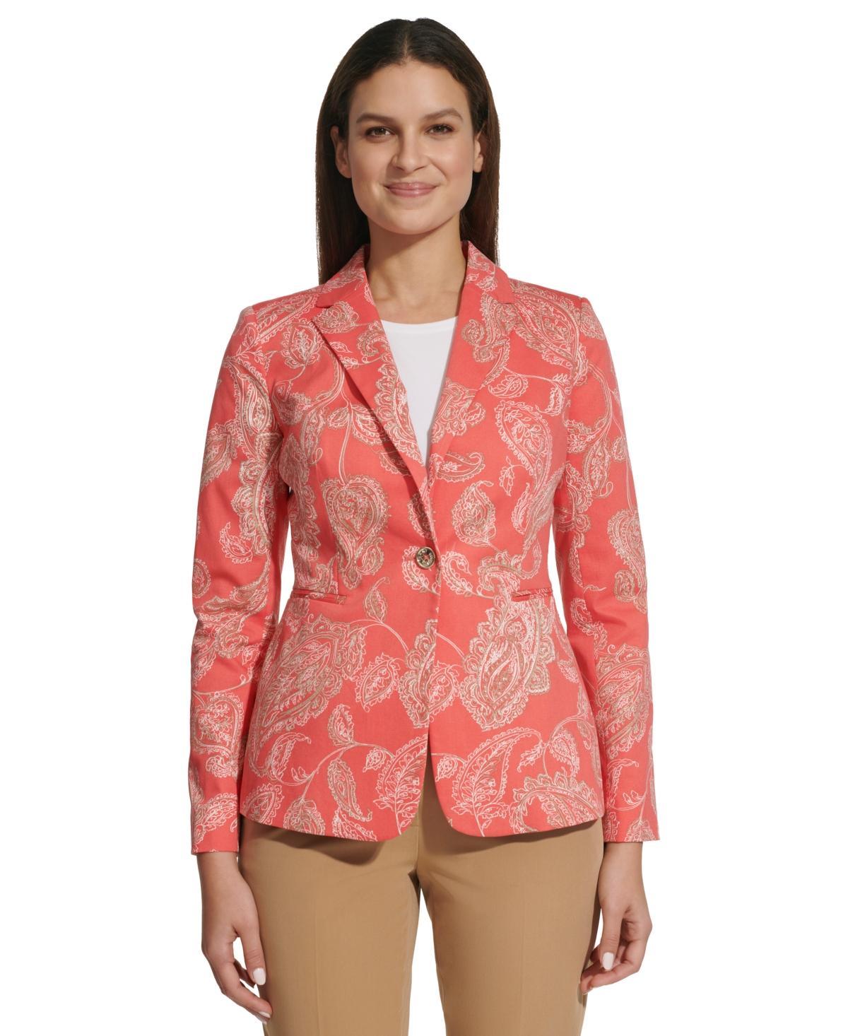 Tommy Hilfiger Womens Paisley-Print Slim Blazer Product Image