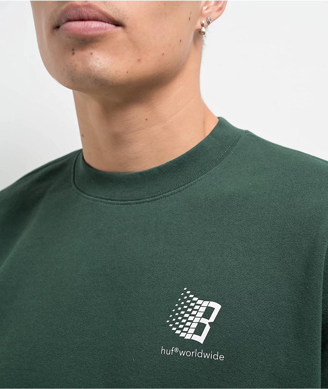 HUF x Bronze 56K Worldwide Green Crewneck Sweatshirt Product Image