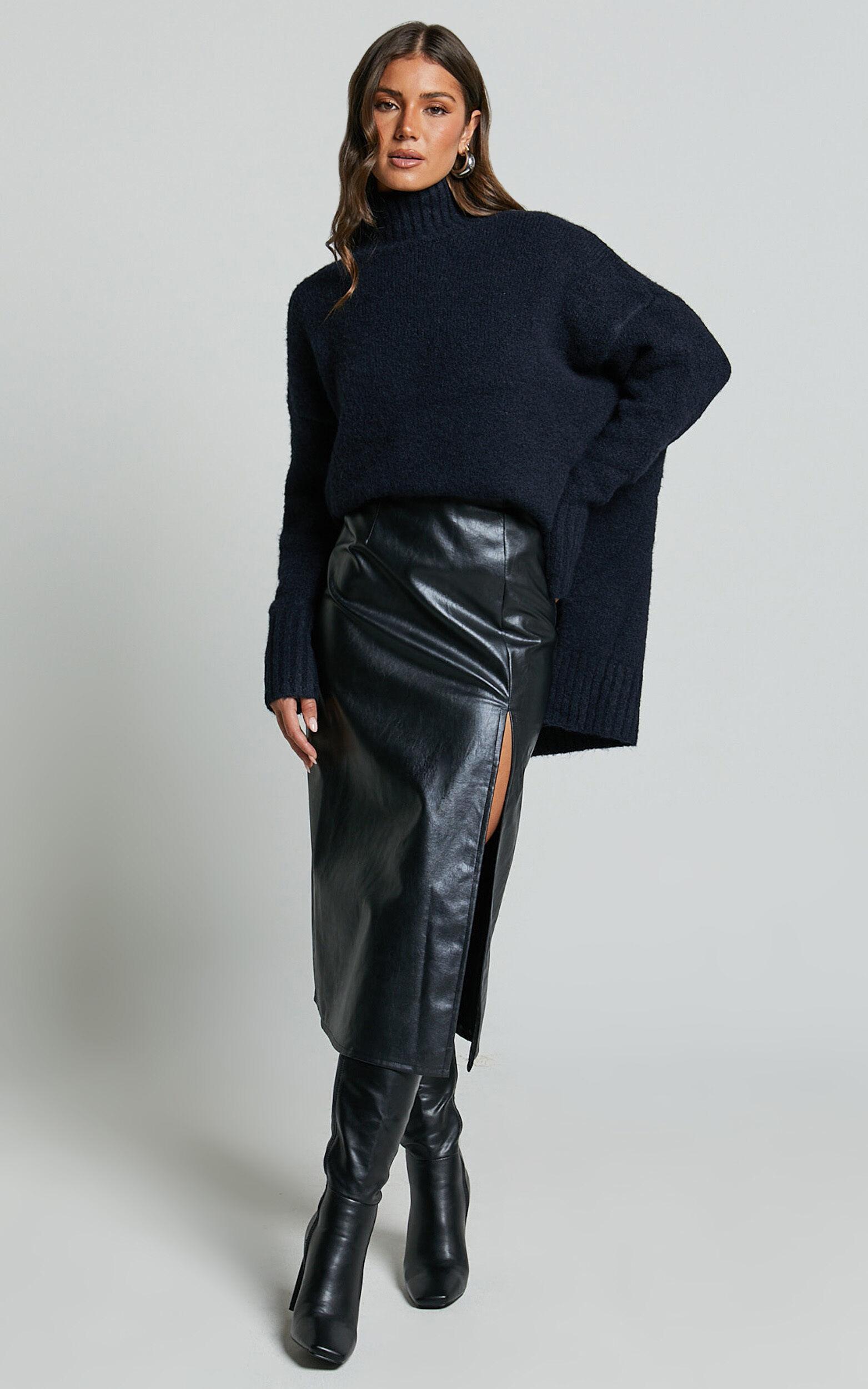 Luella Jumper - Oversized Turtle Neck Jumper in Navy Product Image