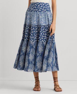 Women's Patchwork Floral A-Line Skirt Product Image