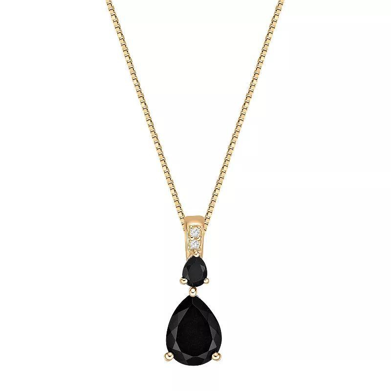 Gemminded 10k Onyx & Diamond Accent Pendant Necklace, Womens 10k Gold Product Image