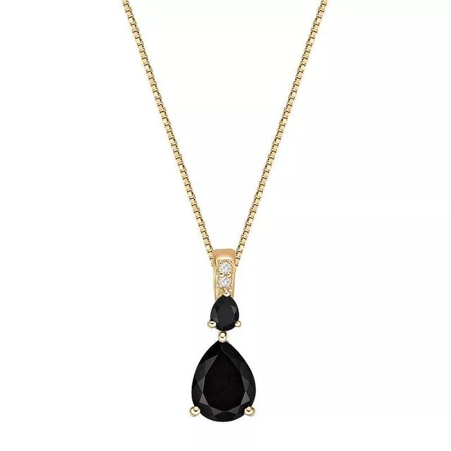 Gemminded 10k Onyx & Diamond Accent Pendant Necklace, Womens 10k Gold Product Image