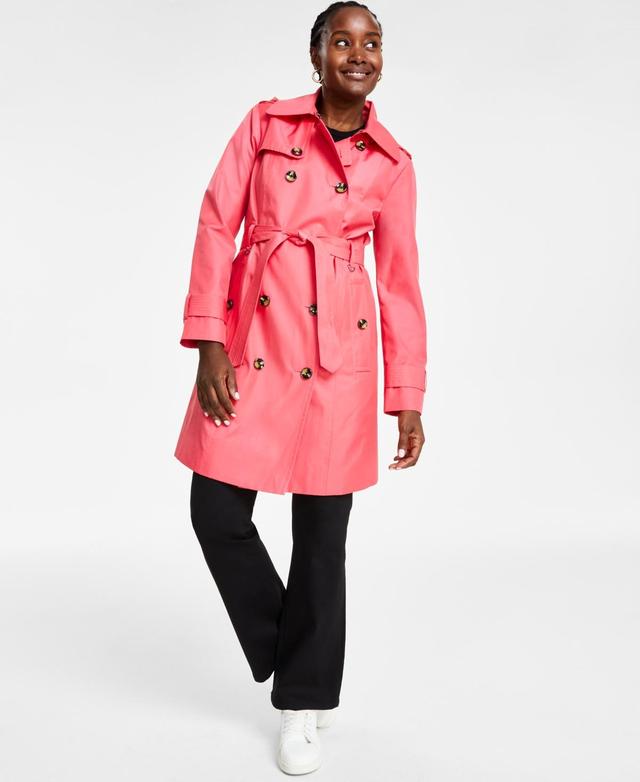 Petite Hooded Double-Breasted Trench Coat Product Image