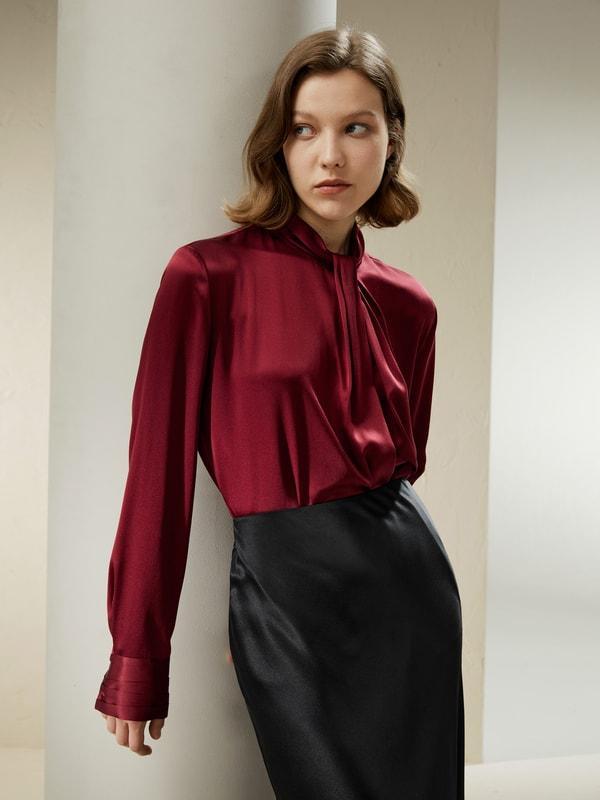 Asymmetrical Embellished Pleats Shirt Product Image