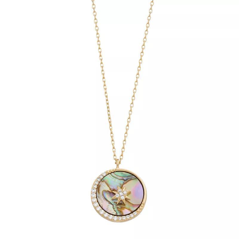 City Luxe Abalone Disc & Crystal Moon & Star Necklace, Womens, Gold Tone Product Image