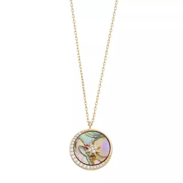 City Luxe Abalone Disc & Crystal Moon & Star Necklace, Womens, Gold Tone Product Image