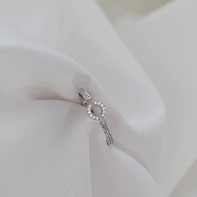 925 Sterling Silver Rhinestone Hoop Ring Product Image