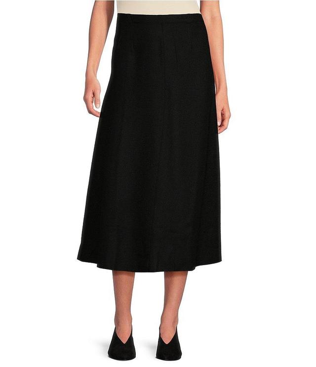 Eileen Fisher Boiled Wool Jersey Elastic Waist A-Line Midi Skirt Product Image