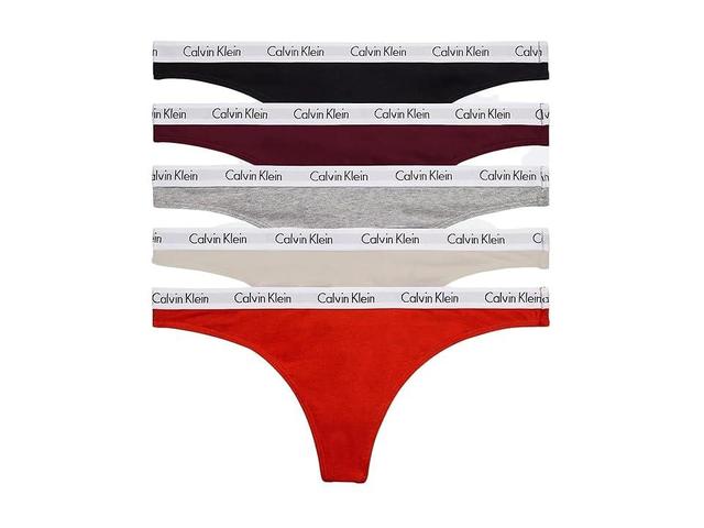 Calvin Klein Womens Carousel Logo Cotton 5-Pack Thong - Multi - XS Product Image