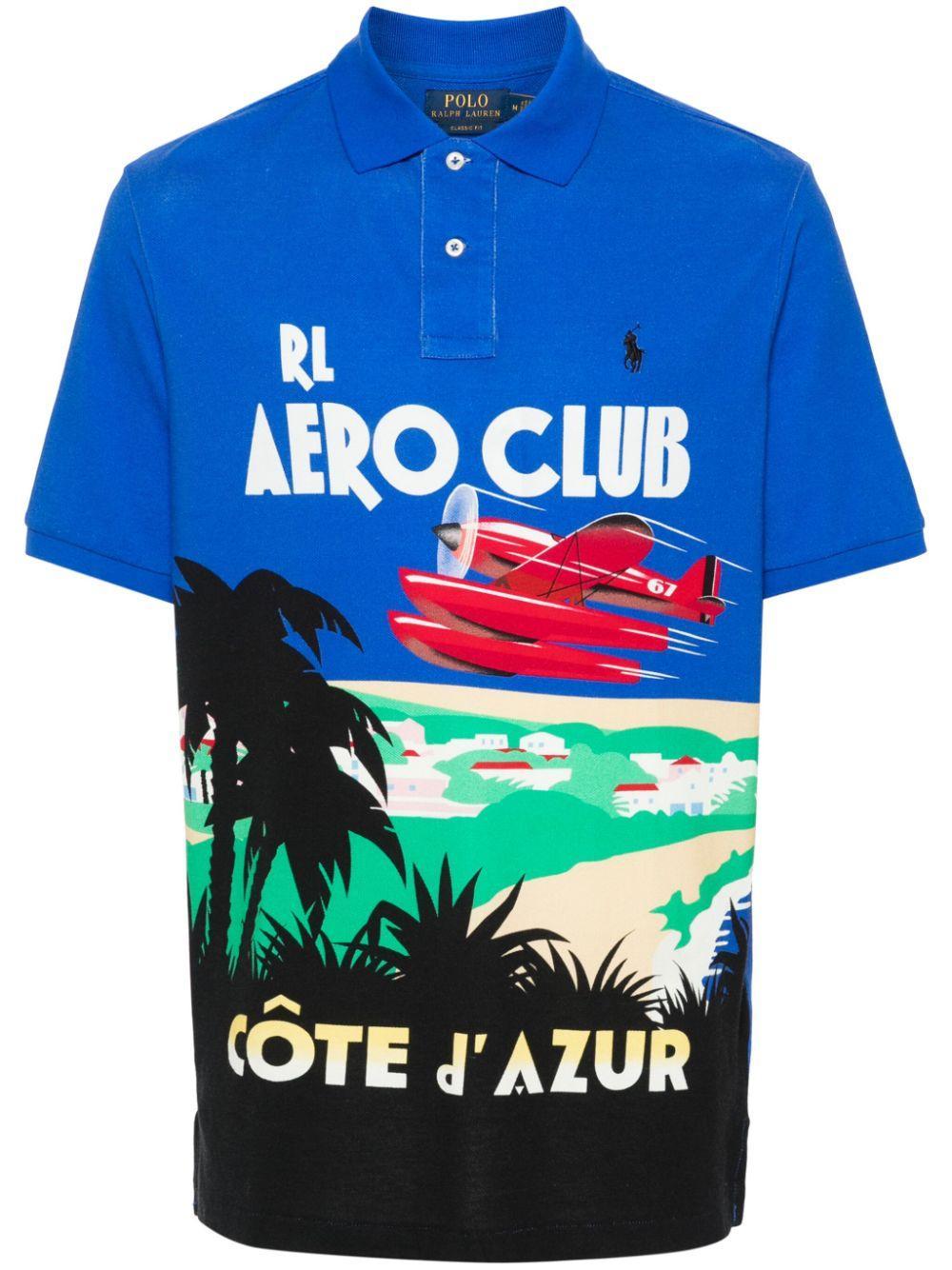 Graphic-print Polo Shirt In Blau Product Image