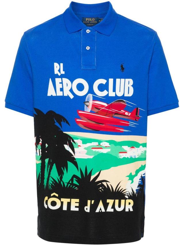 Graphic-print Polo Shirt In Blau Product Image