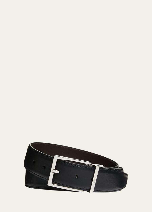 Brioni Men's Reversible Leather Buckle Belt  - BLACKNAVY - Size: 42in / 105cm Product Image