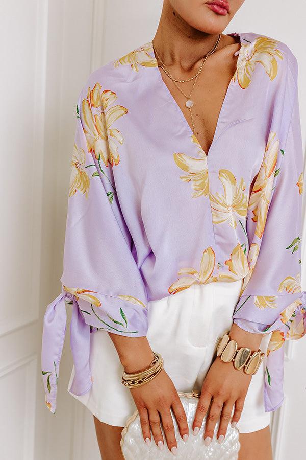 Botanical Bliss Satin Shift Top in Lavender Product Image