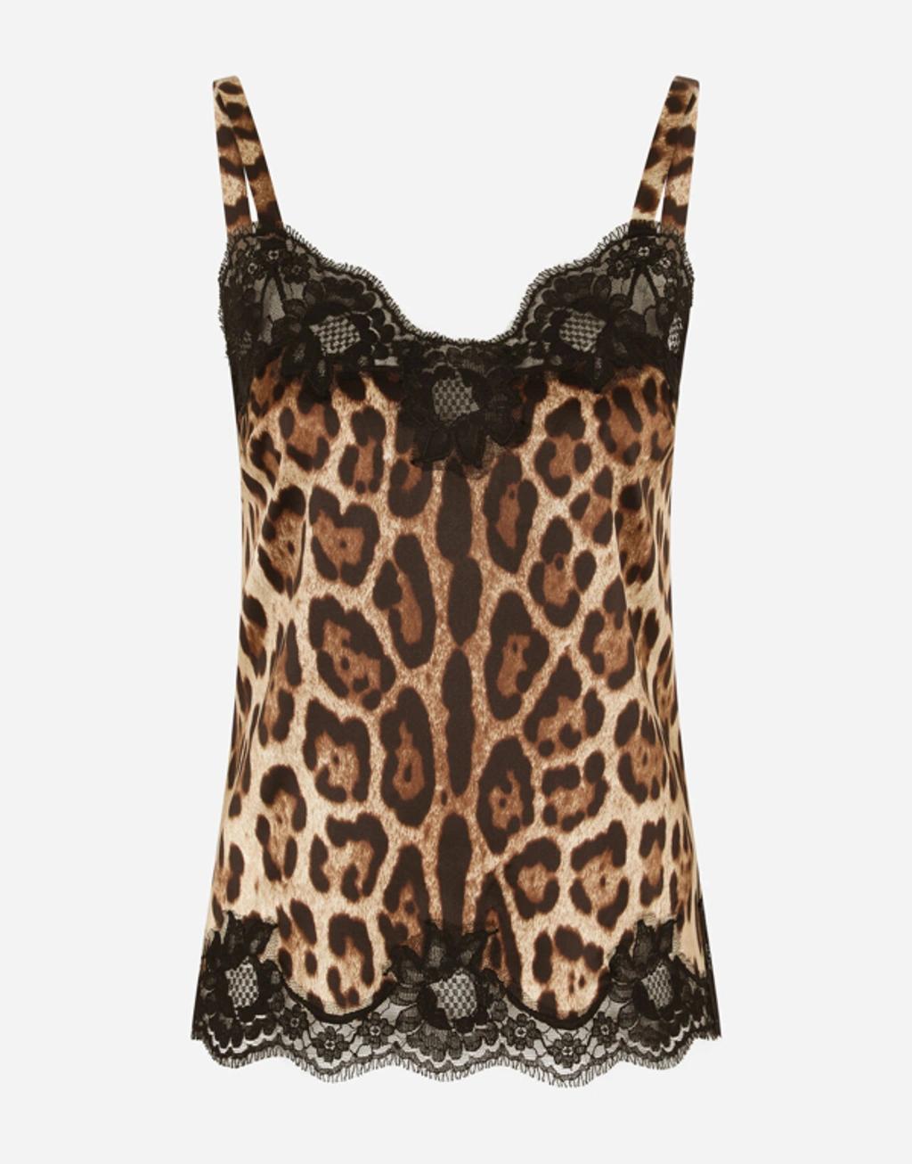 DOLCE & GABBANA Lace-trimmed Leopard-print Silk-blend Satin Pajama Shorts In Leo,black Product Image