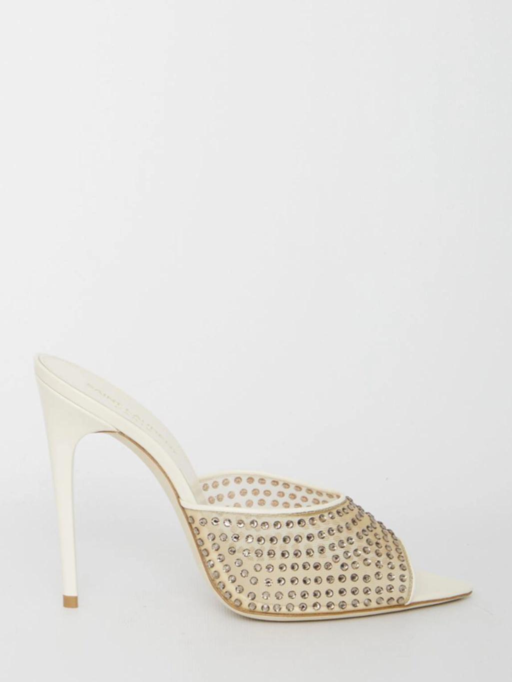 Gippy Crystal Mesh Stiletto Mules In Grey Product Image