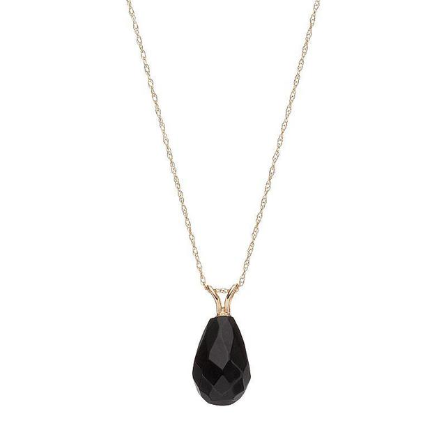 14k Gold Onyx Briolette Pendant Necklace, Womens Black Product Image