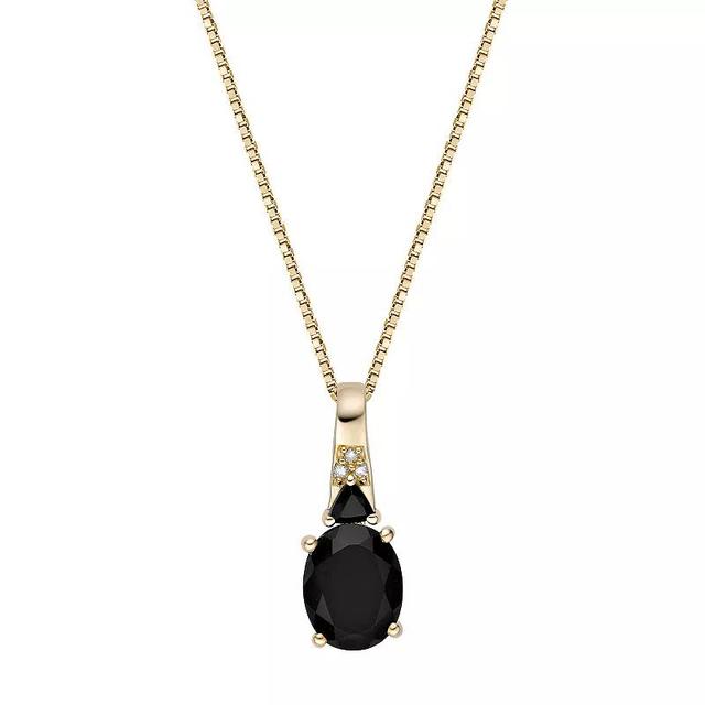 Gemminded 10k Gold Onyx & Diamond Accent Oval Pendant Necklace, Womens Product Image