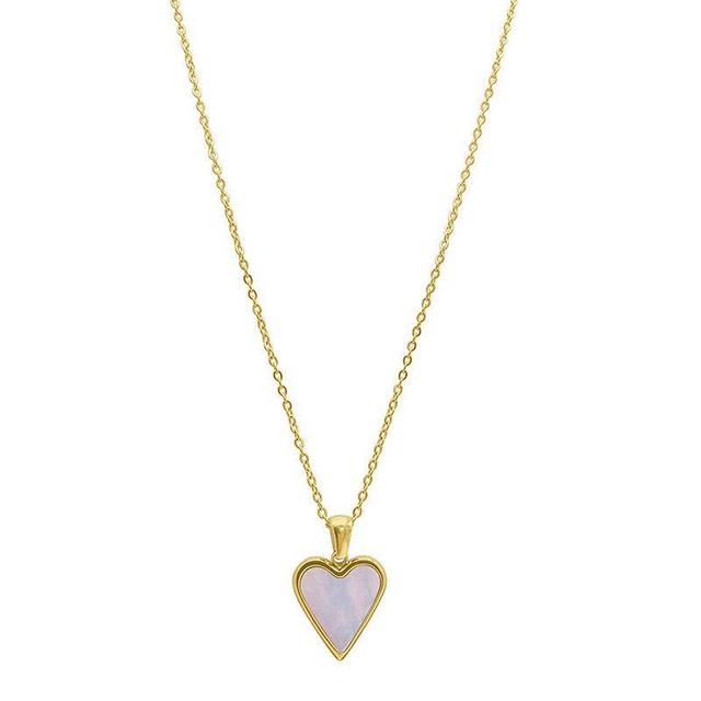 Adornia 14k Gold Plated Mother-of-Pearl Heart Pendant Necklace, Womens White Product Image