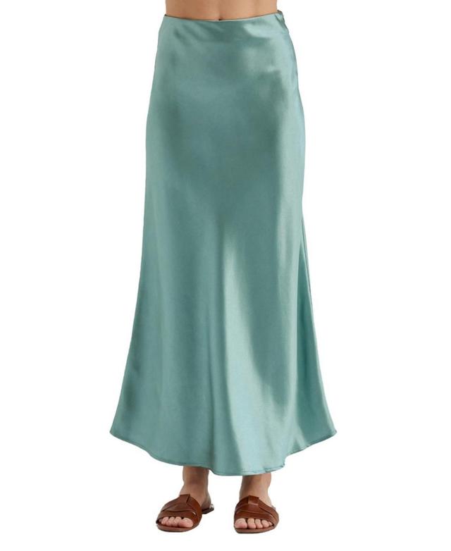 Womens Davina Bias Satin Skirt - Turquoise Product Image