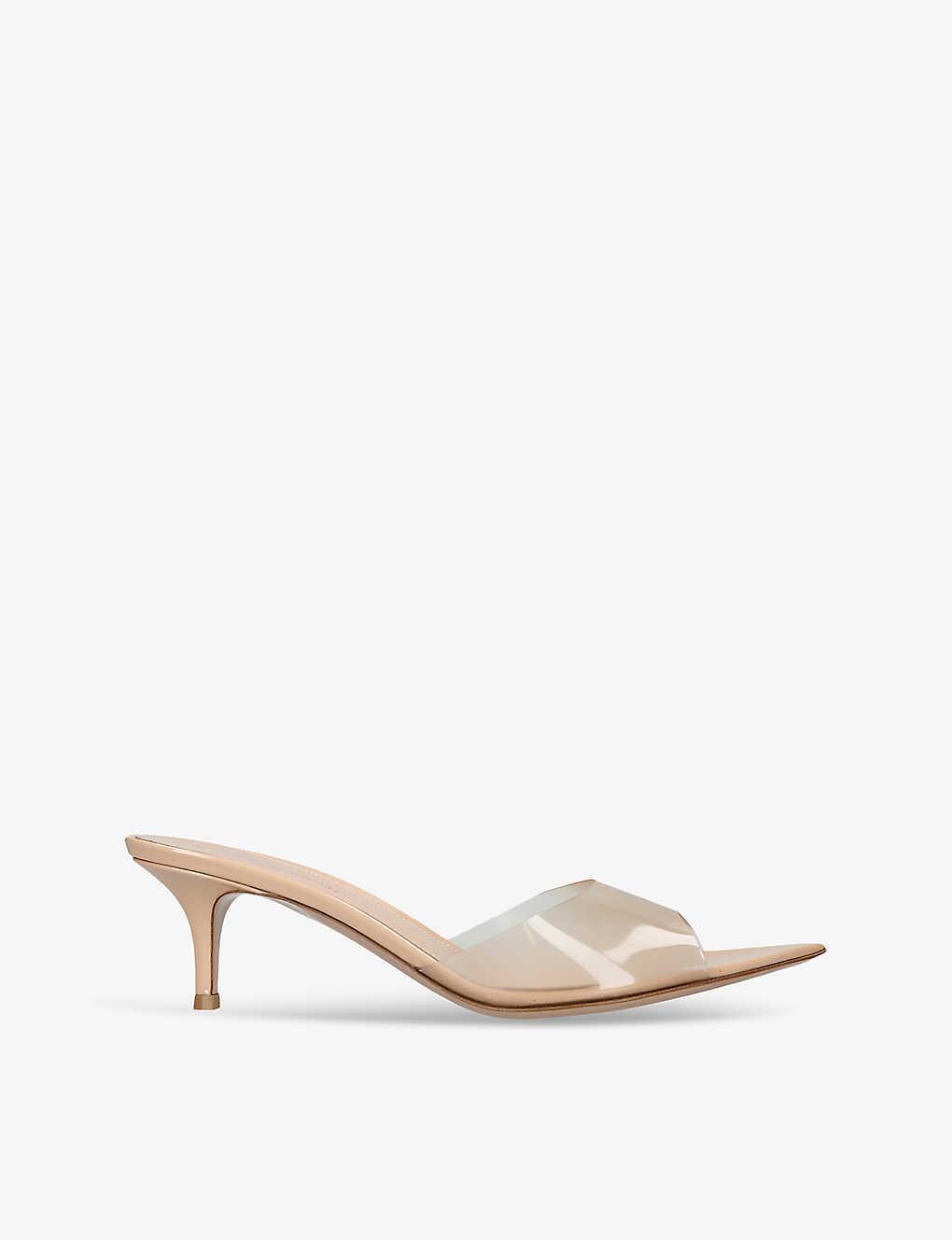 GIANVITO ROSSI 55mm Elle Plexi Sandal Mules In Beige Product Image