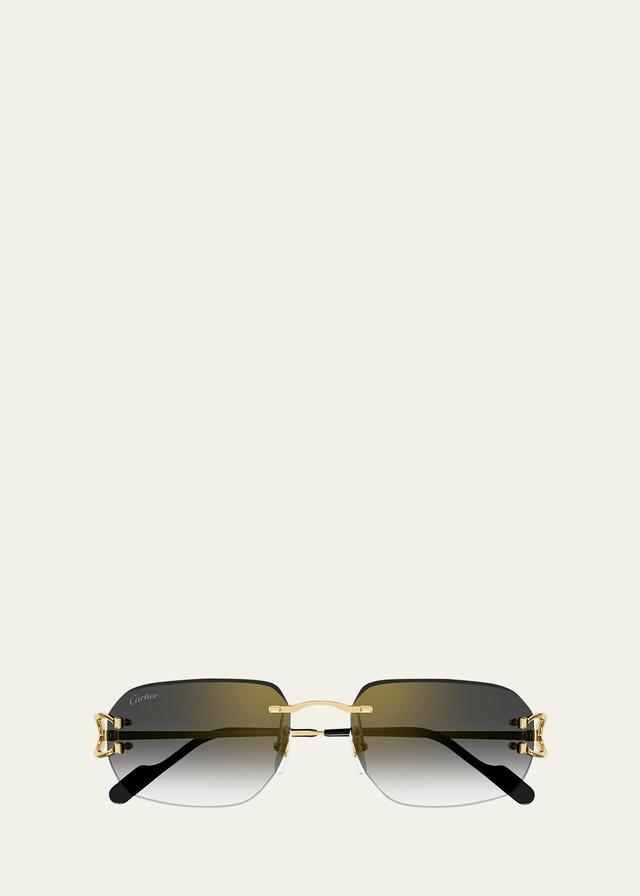 Mens CT0468SM Rimless Metal Rectangle Sunglasses Product Image