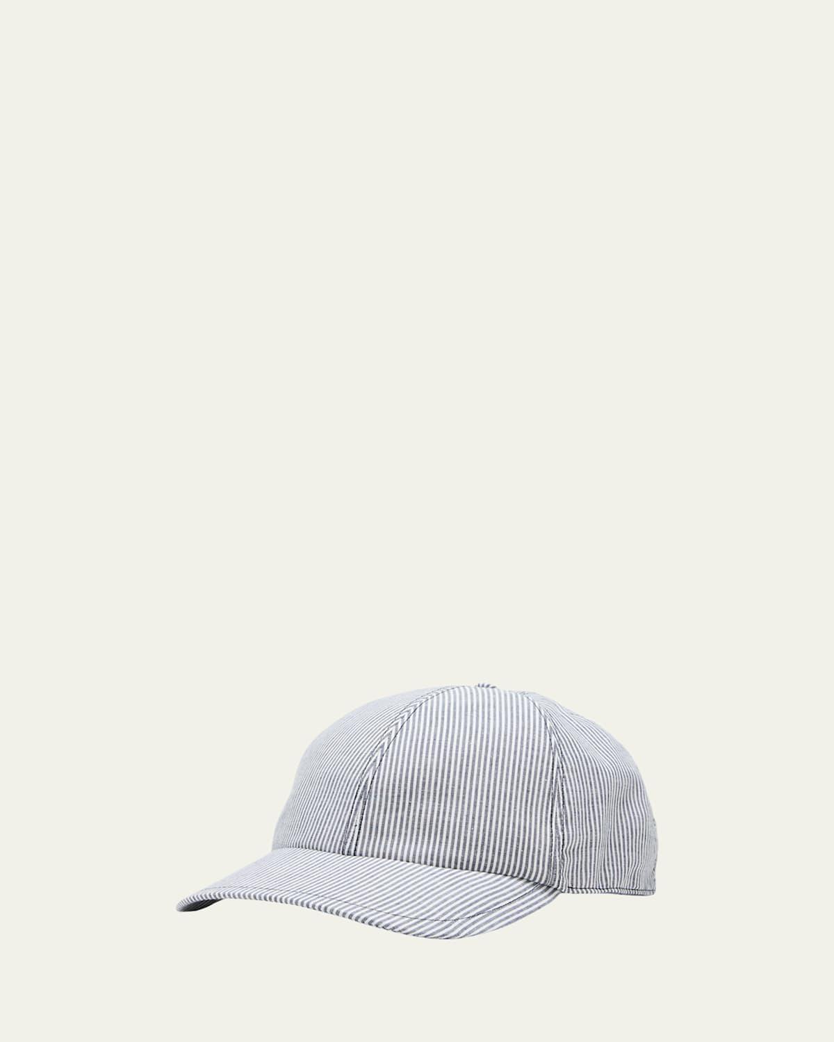 Mens Striped Cotton Baseball Cap Product Image