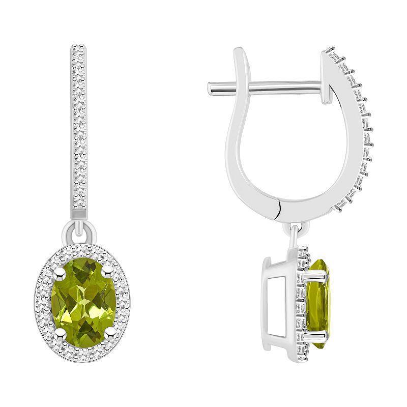 Rhodolite (1-7/8 ct. t.w.) & Diamond (1/3 ct. t.w.) Leverback Drop Earrings in Sterling Silver (Also in Citrine, Blue Topaz, Amethyst, Peridot, Product Image