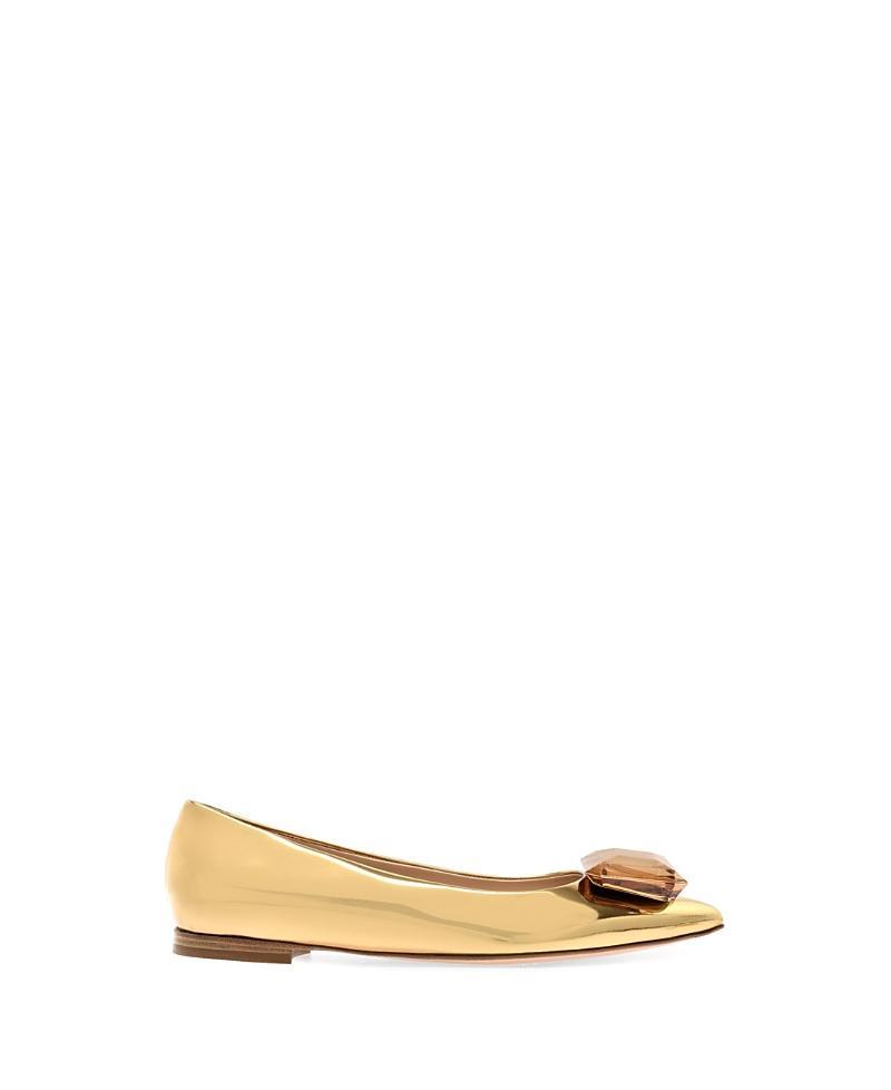 GIANVITO ROSSI Jaipur Metallic-effect Pumps In Gold Product Image