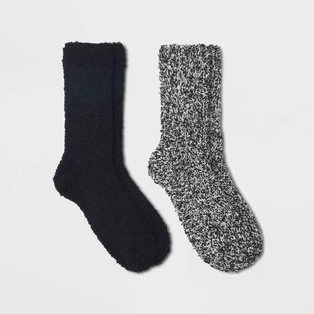 Womens 2pk Cozy Marled Crew Socks - Universal Thread Black 4-10 Product Image