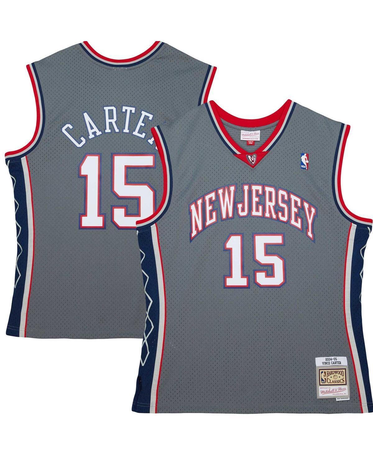 Mens Mitchell & Ness Vince Carter Gray New Jersey Nets 2004/05 Hardwood Classics Swingman Jersey Product Image