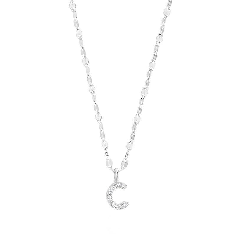 Judy Crowell Sterling Silver Cubic Zirconia Pave Mirror Chain Initial Necklace, Womens Product Image