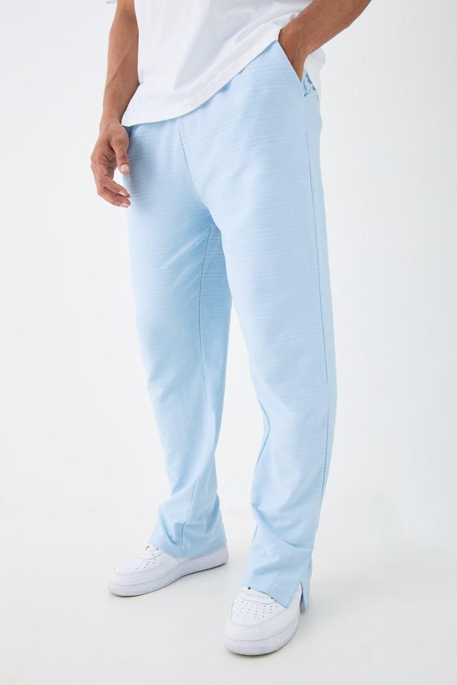 Regular Fit Jacquard Raised Stripe Split Hem Sweatpants | boohooMAN USA Product Image