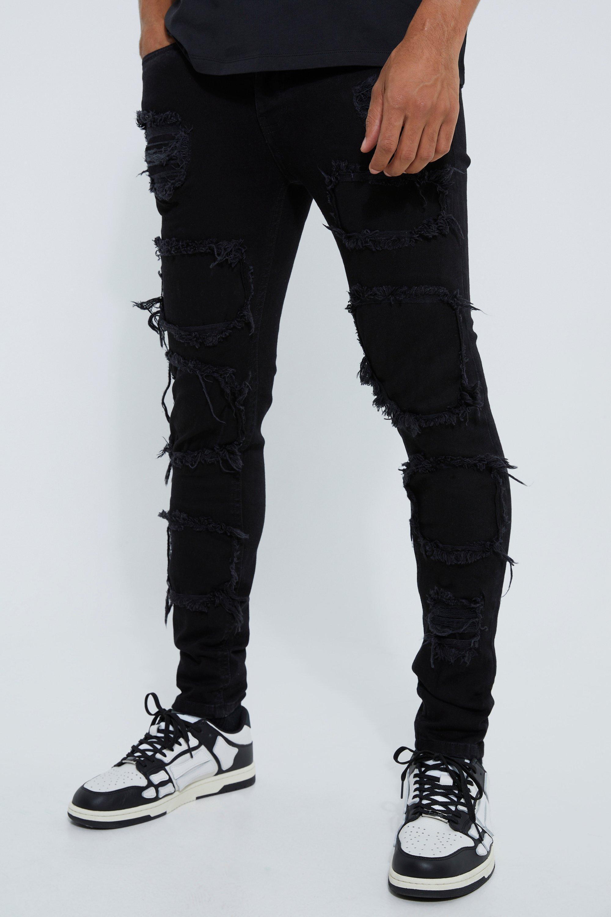 Skinny Stacked Distressed Ripped Jeans | boohooMAN USA Product Image