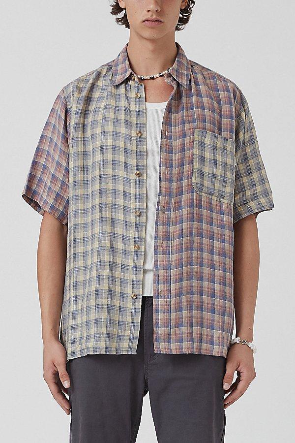 Barney Cools Linen Plaid Short Sleeve Shirt Top Mens at Urban Outfitters Product Image